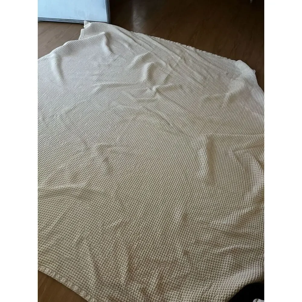 Full/double waffle print beige neutral 100% cotton blanket
